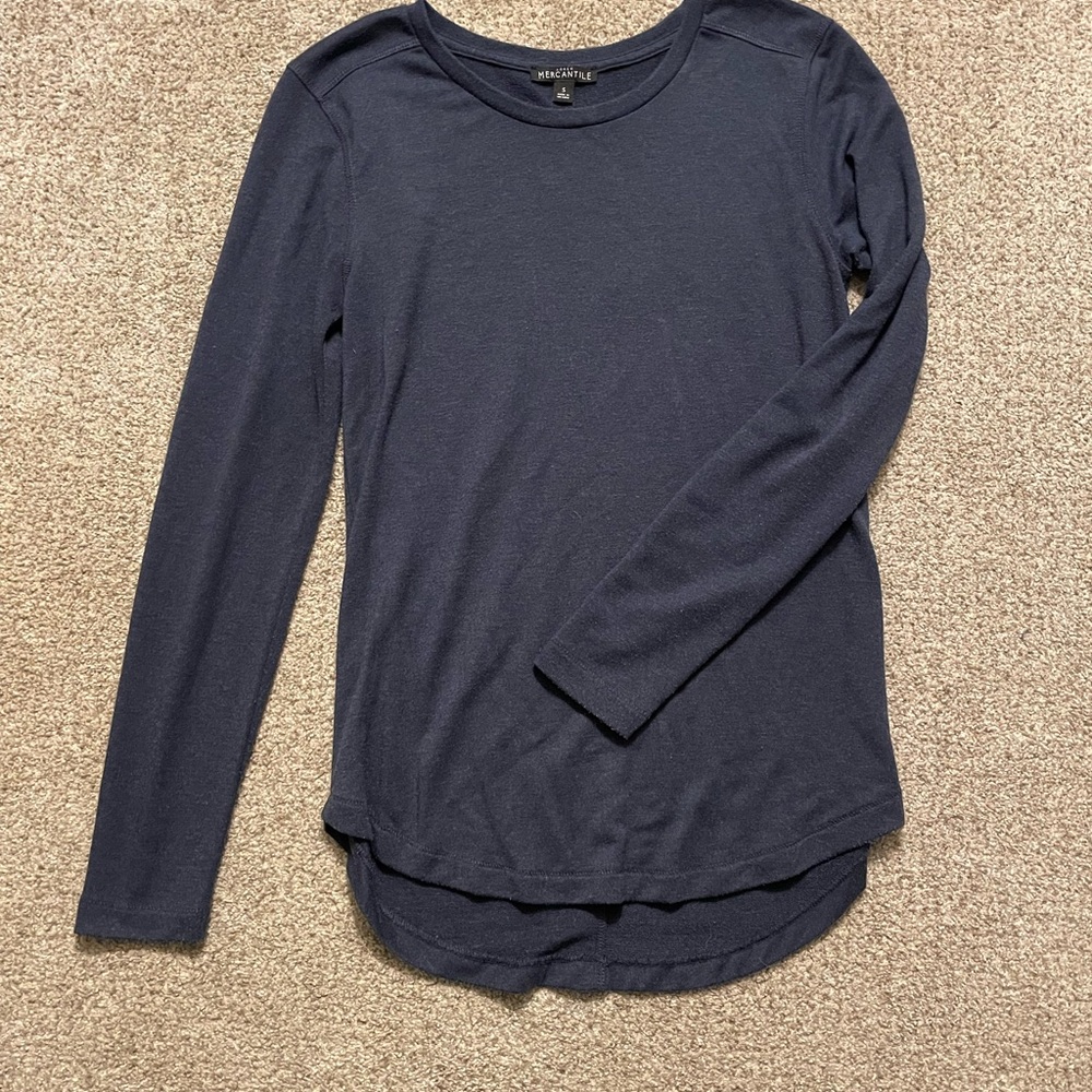 Navy Fitted Long Sleeve Tee
